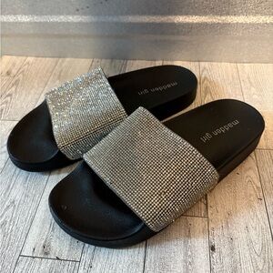 Madden Girl Sparkling Black Slide Sandals
